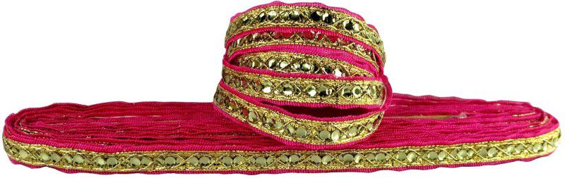 Stylewell CWG0197-02 (9 Mtr Long) Roll of PINK Gota Patti Embroidery Trim Lace Border (1 Cm Width) for Saree,suit,dresses Embellishment,fashion Designing,craftworks Lace Reel  (Pack of 1)