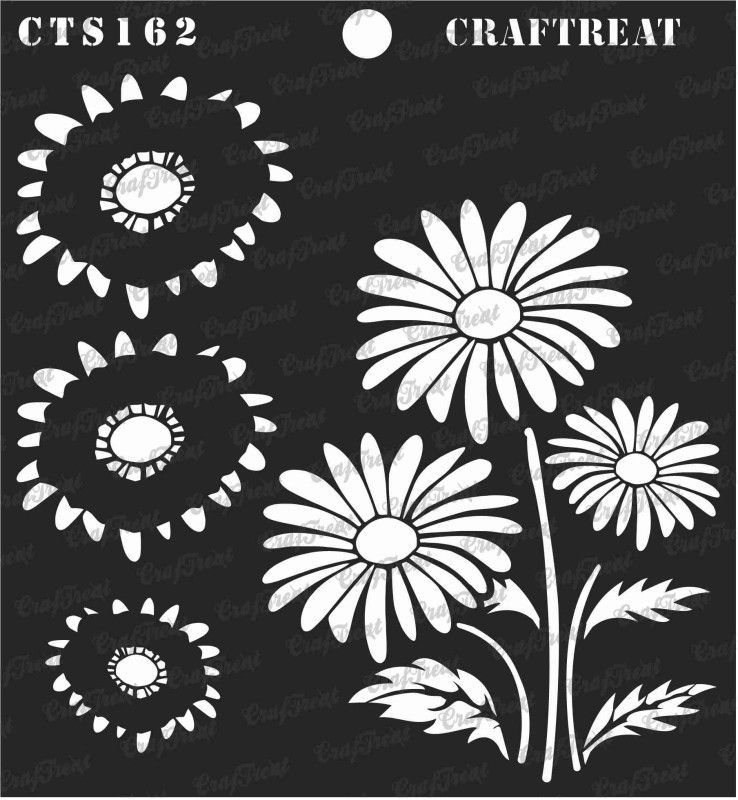 CrafTreat CTS162 2 Step Daisy 6"x6" Stencil  (Pack of 1, Stencil)