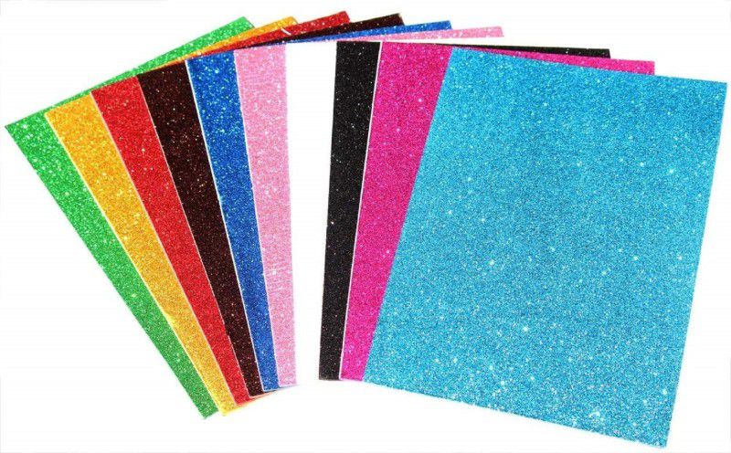 Eclet A4 Glitter Foam Sheet Sparkles Red Color, for Art & Craft, Decoration, Gift Wrapping, Scrapbooking, Craft Project, Etc A4 90 gsm Coloured Paper  (Set of 10, Multicolor)