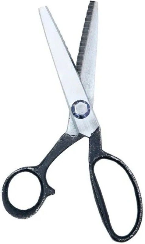 DSHARPP Triangle Edge Pinking Shears/Scissors 9" Inch Fabric/Plastic Sheets/Card etc-VF4 Scissors  (Set of 1, Black)