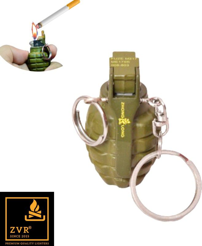 Grenade Shaped Premium Cigarette Lighter |Butane Gas Refillale Jet Flame Lighter | Windproof Heavy Quality Cigarette Lighter Pocket Lighter  (Green)