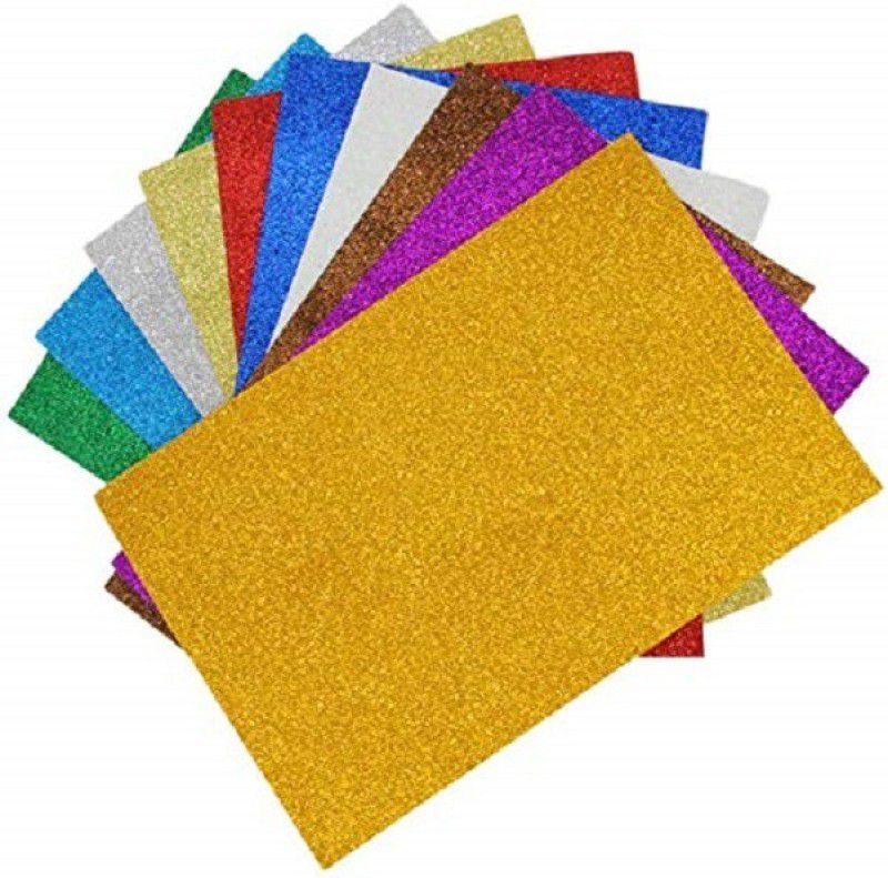 Eclet A4 10 Adhesive Glitter Foam Sheet Sparkles 2 mm Thick 10 Different Color, for Art & Craft A4 200 gsm Coloured Paper  (Set of 1, Multicolor)