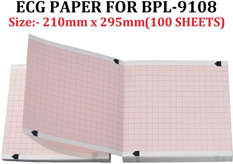 REALON BPL-9108 ECG Printing Thermal Paper Sheets(A4 Size)- 210mmx 295mm (100 Sheets) A4 70 gsm Thermal Paper  (Set of 100, White, Red)