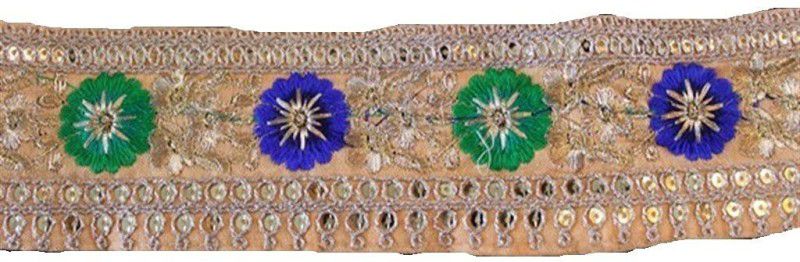 CMHOWLITE Beige Fancy Thread and Sequins Work Embroidered Borders, Package of 9 metres,Width 3 inches (7.62 cms) for Saree, Lehenga, Suits, Blouses, Craft Work Lace Reel  (Pack of 1)
