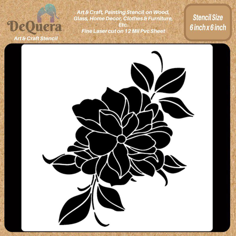 DEQUERA r Painting on Wood Reusable - Flower Stencils for Painting on Canvas - Peony Ste Modern Craft Stencil Stencil  (Pack of 1, Modern Style)