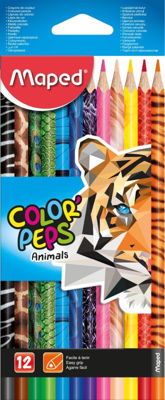Maped DECORATED COLOR PENCIL 12 TRIANGULAR Shaped Color Pencils  (Set of 1, Multicolor)
