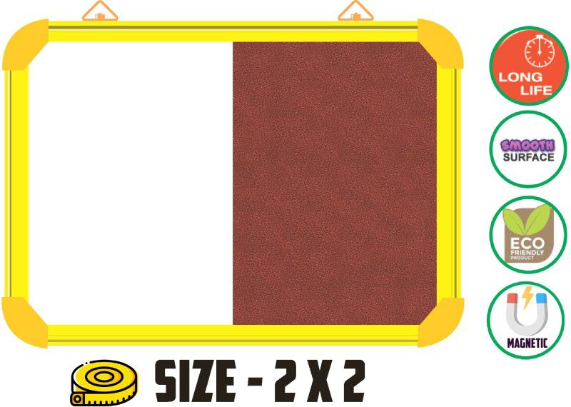 WRITING AND DISPLAY MAGNETIC board for office & school lightweight 2*2 feet, YELLOW Aluminium(CINNAMON)Bulletin Board Bulletin Board MAGNETIC BOARD Bulletin Board CORK Bulletin Board  (CINNAMON)