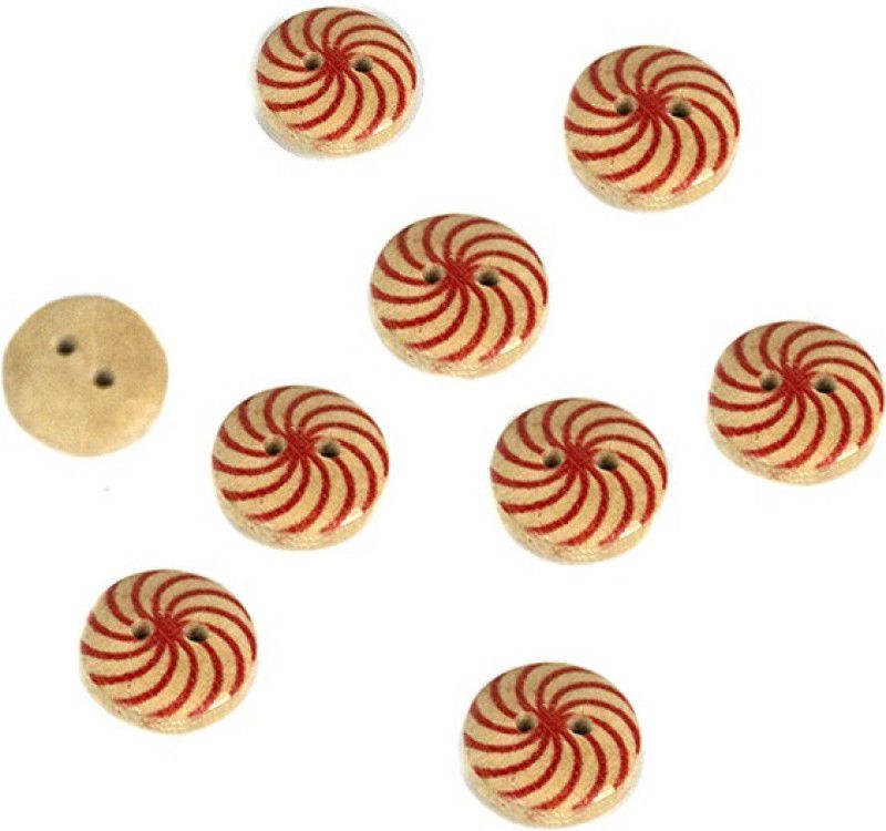 The Design Cart Orange Spiral Printed 2 Hole Wooden Buttons for Suit, Indo Westerns, Blazers, Frock Wooden Buttons  (Pack of 50)