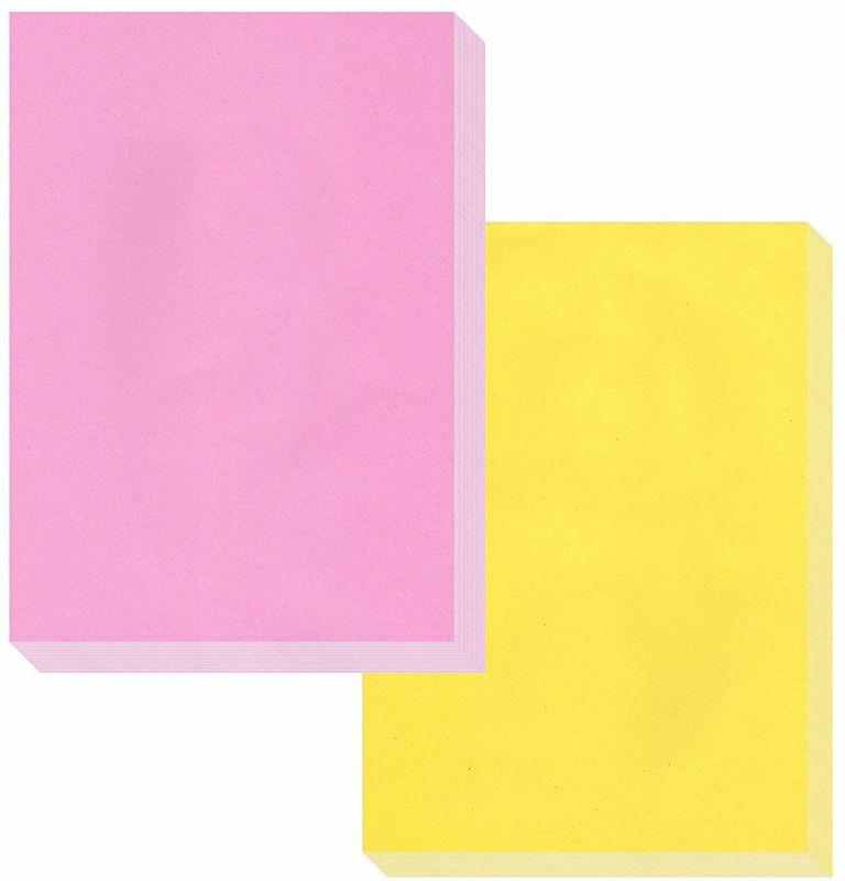 ESCAPER Rose & Lemon Colour Paper A4 Size Bundle (80 Sheets Pack - 297mm x 210mm) Ruled A4 75 gsm A4 paper  (Set of 2, pink,yellow)