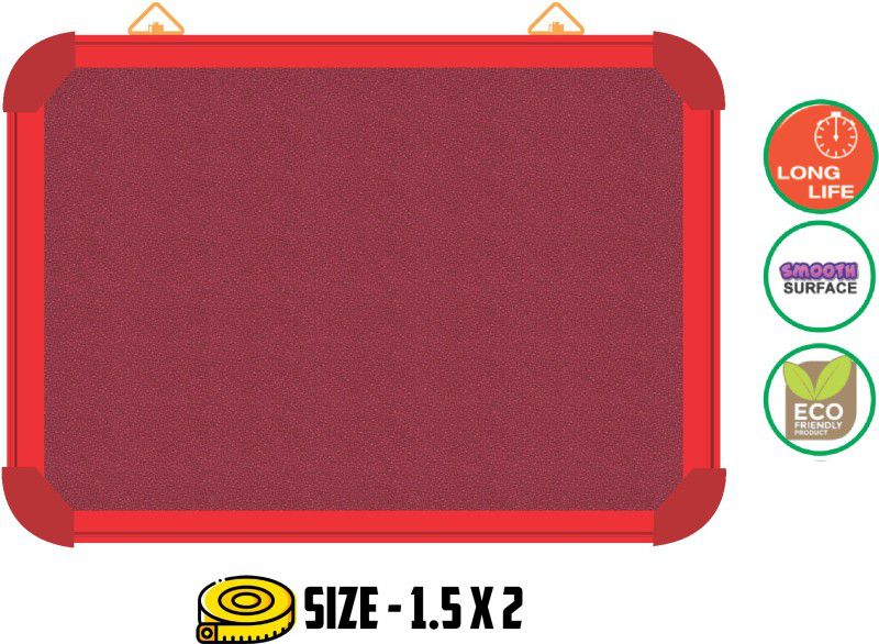 WRITING AND DISPLAY Pin-up display board for office & school lightweight 1.5*2 feet, RED ALLUMINIUM(RASPBERRY)pin up board Bulletin Board PINUP BOARD Bulletin Board CORK Bulletin Board  (RASPBERRY)