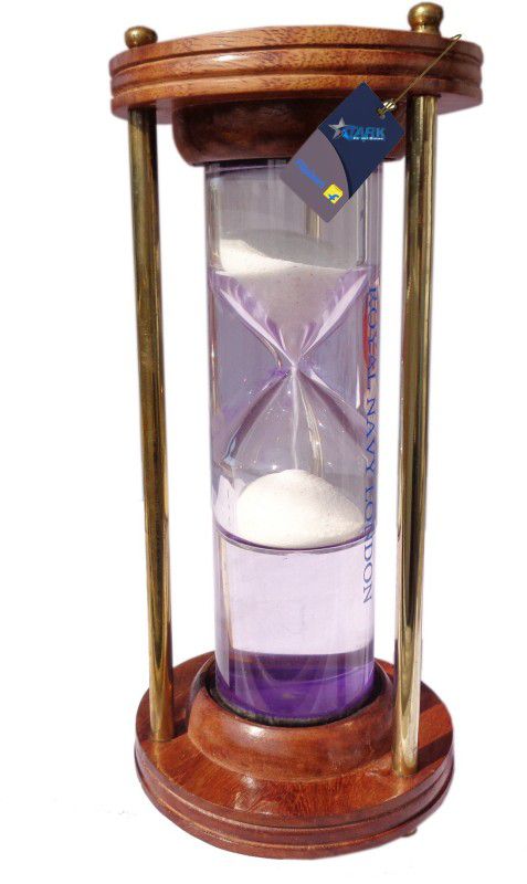 Stark Export House Wood & Brass Sand Timer Hour Glass Clock Liquid 8 Inch Sand Clock