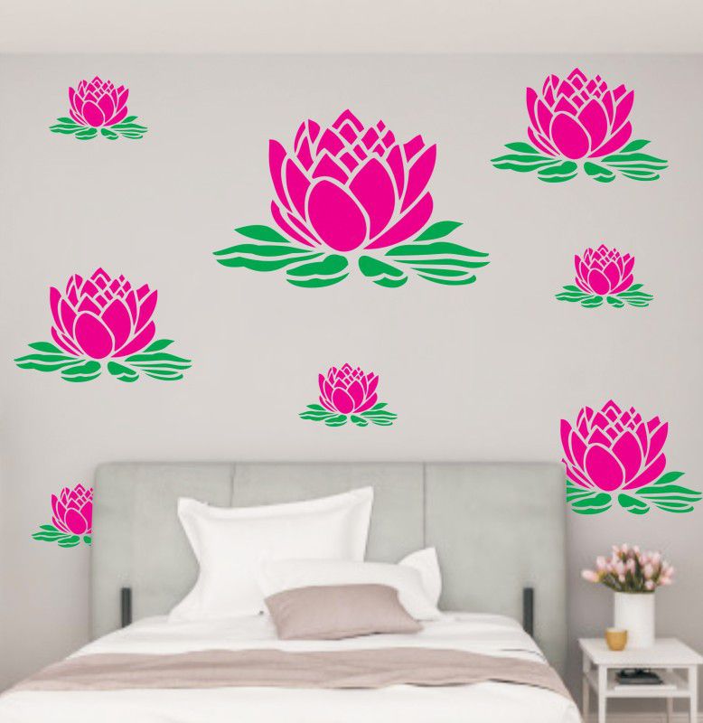 Decor now Size : ( 16-inch x 24-inch) Lotus flower DIY Reusable Wall Painting Stencil for Home Decoration Stencil Stencil  (Pack of 1, Lotus flower)
