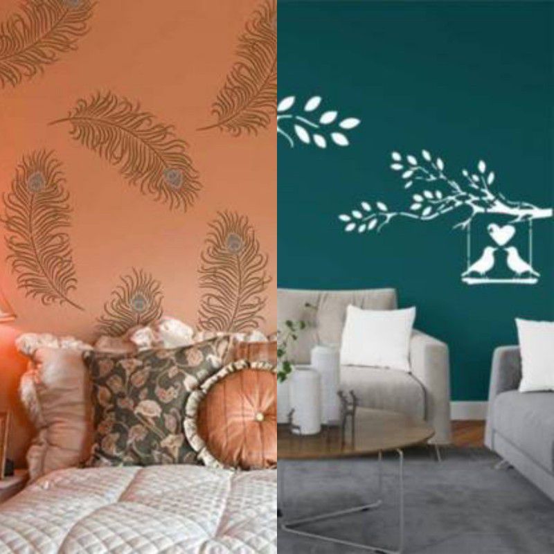 Aaradhya Collection B6430_30148 Wall Stencil Stencil  (Pack of 2, Printed)