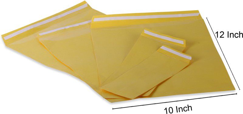 SUNPACKERS Yellow Envelope Laminated with peal & seal Envelope 120 GSM size 12 x 10 inch Envelopes  (Pack of 250 Yellow)