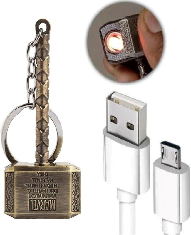 Ulike Electric Thor Hammer Keychain Cigarette Lighter Flameless Rechargeable Pocket Lighter  (Gold)