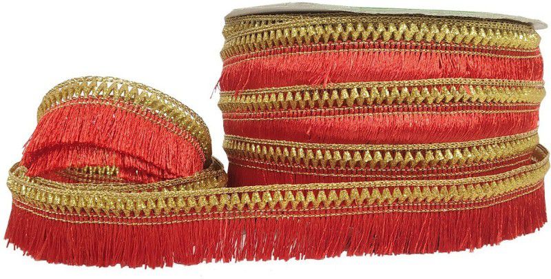 De-Ultimate CWG0327-01 (Length:18mtr Roll, Width: 2.5cm) Red Kiran Jhaalar Gota Patti Trim Lace Border Lace Reel  (Pack of 1)