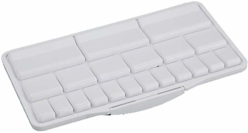 KHYATI Plastic 42 Paint Wells Palettes with Lid  (Set of 1, White)