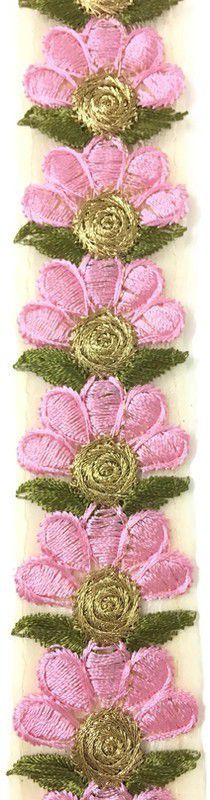 Dasync Pink Designer floral flower Lace Border Lace Reel  (Pack of 1)