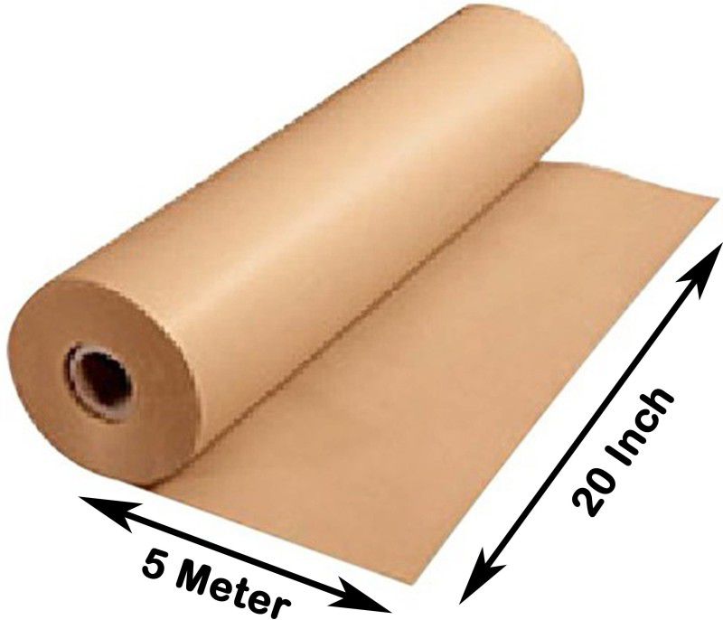 MM WILL CARE GOLDEN CRAFT PAPER Unruled 20 Inch X 5 Meter 150 gsm Paper Roll  (Set of 1, Brown)