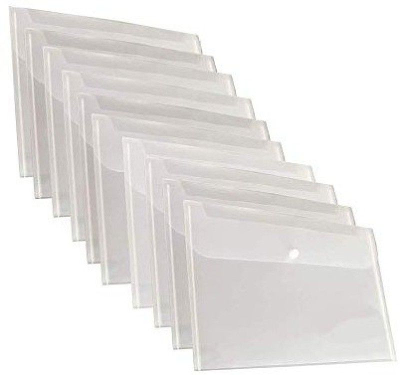 JSMSH Plastic Document File Bag, Transparent Envelope Holder Storage Case  (Set Of 10, Transparent)