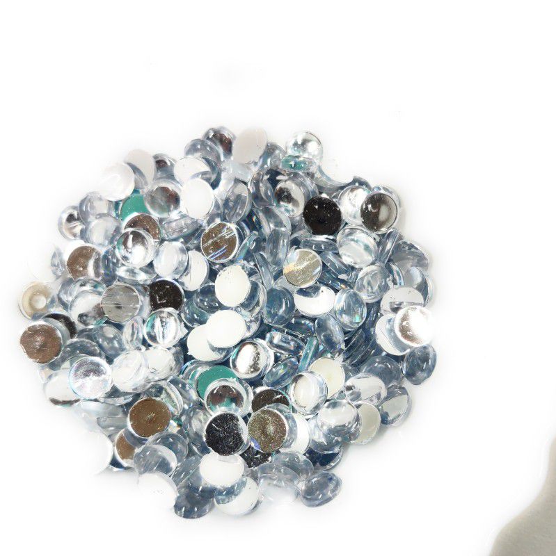 LECRAFT hafe round pestable acrylic kundan stone 8mm/220pc/clean clean Beads  (220 g)