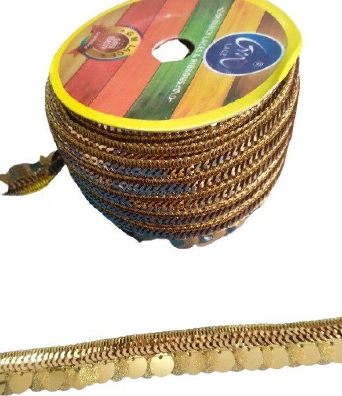 Kanha ogold multi l Lace for suit/sarees/kurta/lahanga/Chunni/Boutique work etc (18 M) Lace Reel  (Pack of 1)