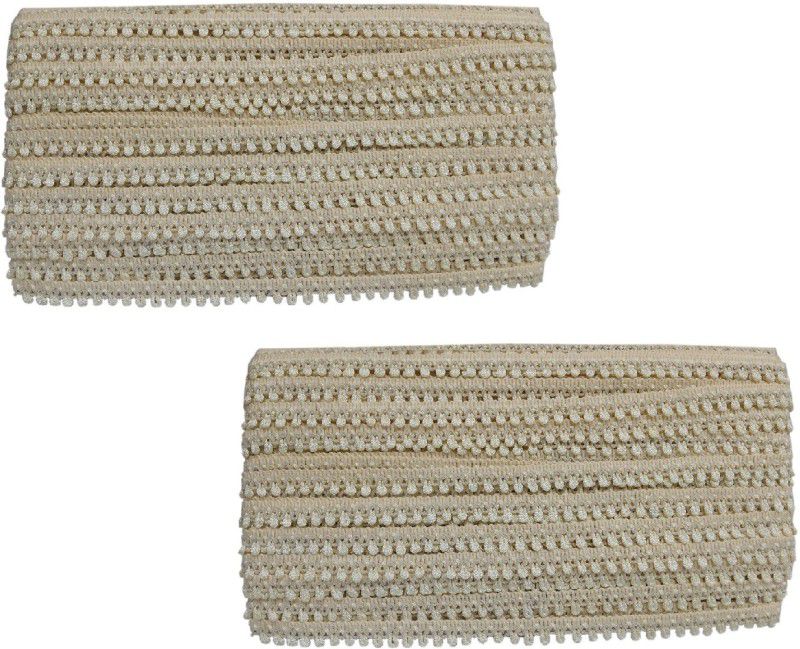 Adhvik CWG0114-012 Set Of 2 (25 Mtr Roll and 1.2cm Width) Cream Payal Gota Trim Laces and Borders for Bridal Ethnic Dresses Suits Sarees Falls Lehengas Embellishment Clothes Apparels Sewing Decorations Arts and Crafts Lace Reel  (Pack of 2)