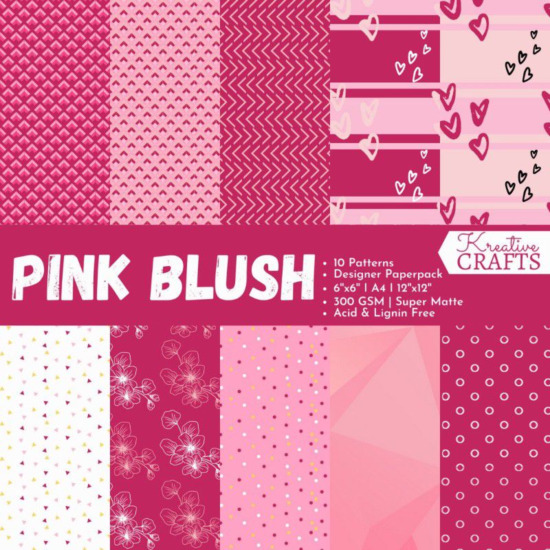 Kreative Crafts Pink Blush Designer Paperpack A4 300 gsm Craft paper  (Set of 1, Pink)