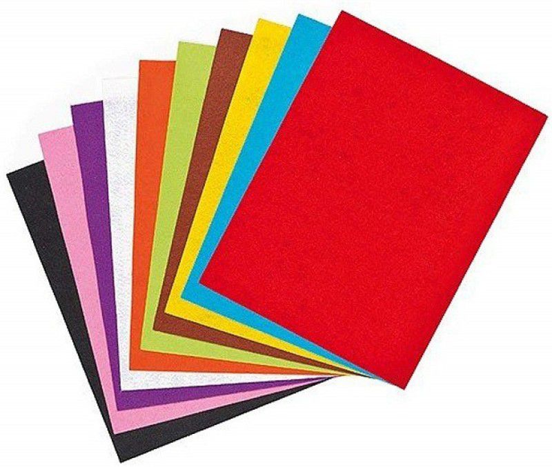 Eclet Pack of 10 Bright A4 Size Multicolored Stiff Felt Sheet 180 GSM (MULTICOLOR) A4 180 gsm Multipurpose Paper  (Set of 10, Multicolor)