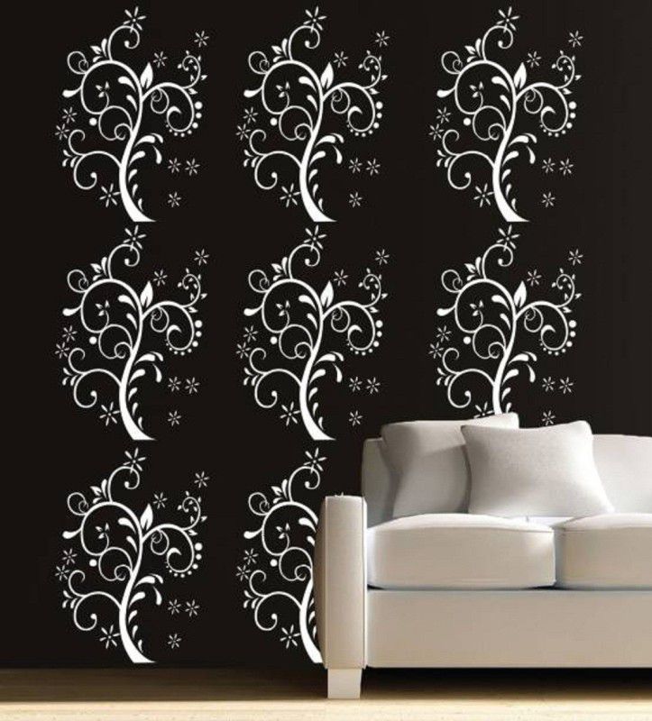 shine interiors Flower Leaf Design Wall Stencil Size 16*24Inch Flower Stencil  (Pack of 1, Patches)