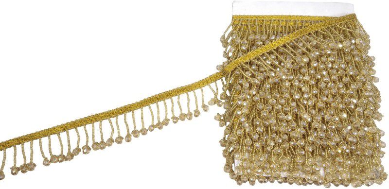 Adhvik (9mtr & Width:4cm) Golden Gota Kinari Latkan Jhaalar Sarees Suits Trim Border for Bridal Dresses Suits Sarees Falls Lehengas Embroidery Designing Embellishing Lace Reel  (Pack of 1)