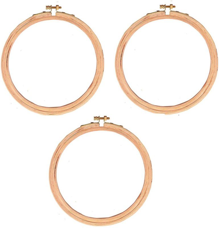 nimi creation 10 inches of wooden embroidery hoop ring frame 5 ply brass screw (golden color) pack of 3 Embroidery Frame  (Pack of 3)