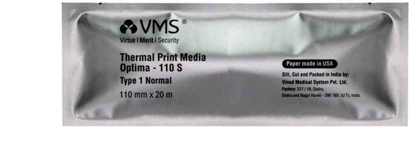 VMS Ultrasound/Sonography Thermal Printer Paper Roll (Pack of 2) Unruled  110mm X 20 mtr 70 gsm Thermal Paper  (Set of 2, White)
