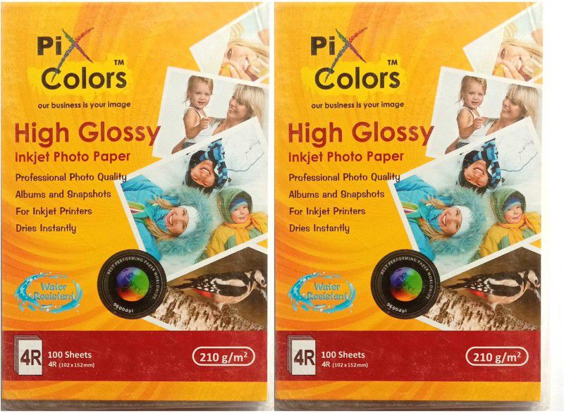 PIX colors PL2104R100 New Unruled 4R 210 gsm Inkjet Paper  (Set of 2, Super White)
