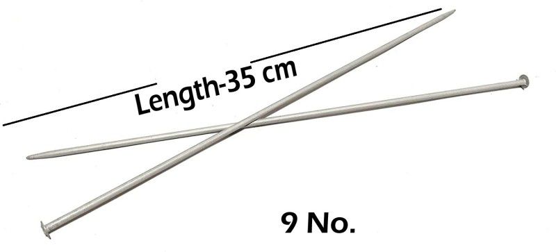 Fashion Traders Knitting Pin/Needle Single Point Round Knob Aluminium Set of 9 No (Length 35 cm) Knitting Pin  (Pack of 2)