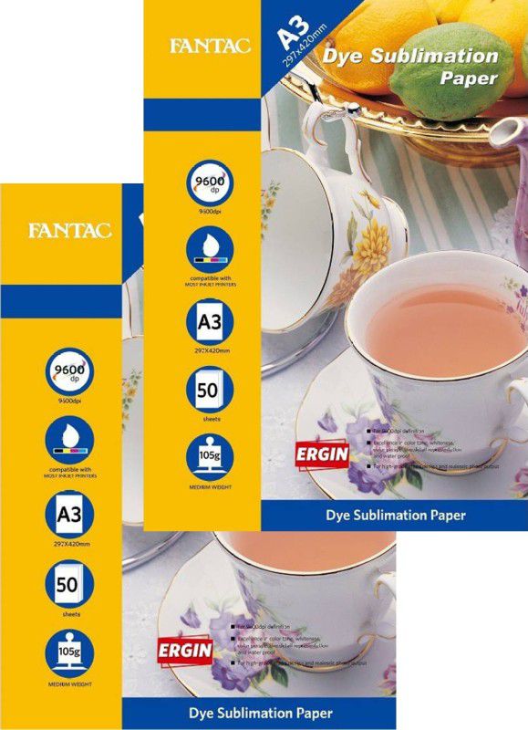 Fantac Dye Sublimation Paper Plain A3 105 gsm Sublimation Mug Printing Paper  (Set of 2, White)