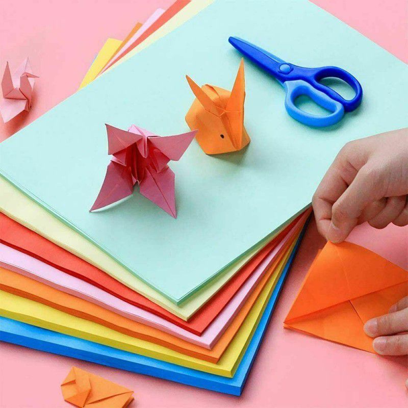 KRASHTIC Origami Multicolor Paper Craft Paper Plain 15 cm 70 gsm Craft paper  (Set of 200, Multicolor)