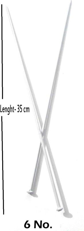 Fashion Traders Aluminium Knitting Needle Large Size - No 6, Length - 35Cm, Dia - 6Mm, Woolen Artefacts Like Sweaters, Muflers, Caps Etc, Pair of 1 Knitting Pin  (Pack of 2)