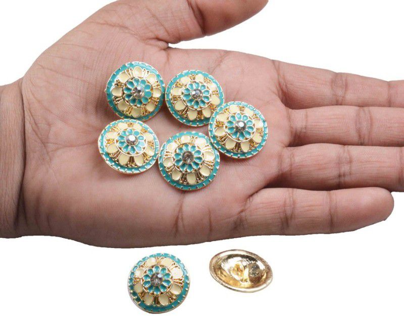 CRAFTLOVE Rhinestone Flower Metal Button for Gown Jacket, suit (Size : 2 cm) Metal Buttons  (Pack of 12)