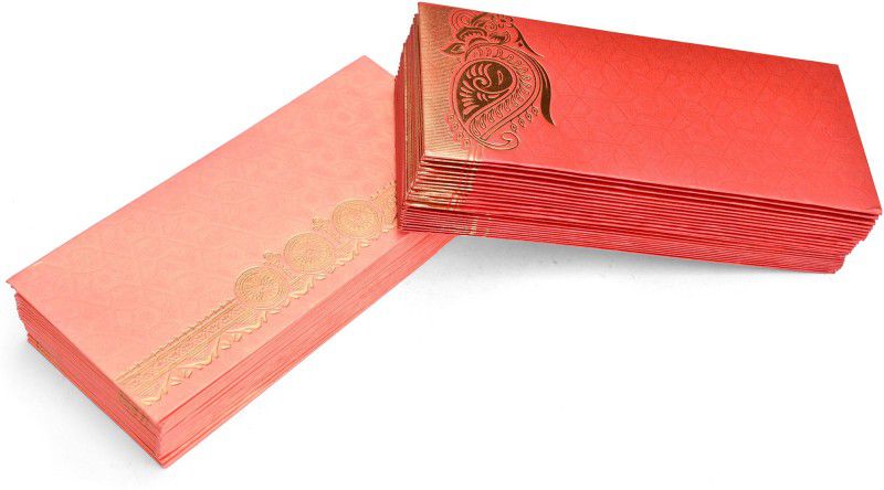 AARGKRAFT Money Gift Envelopes Lifafa Multi Color Premium Designer Envelopes  (Pack of 50 Red, Pink)