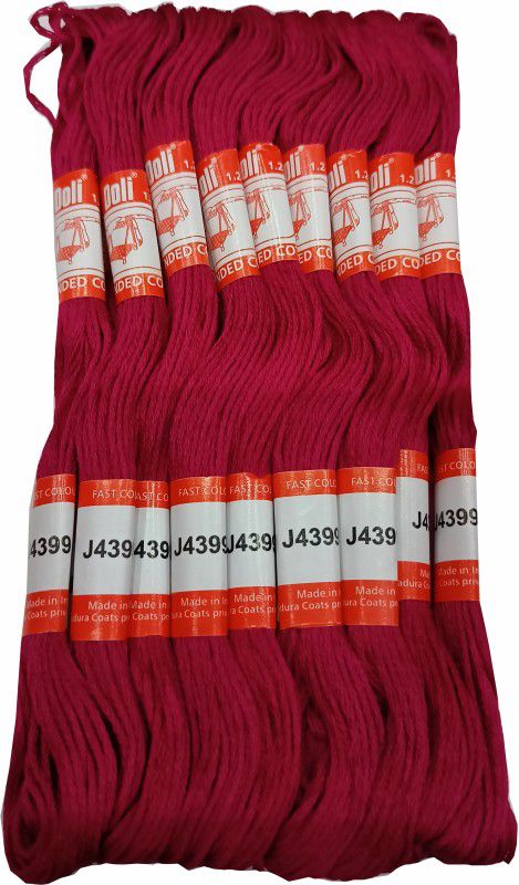 Abn Traders Doli Thread Skeins/ Long Stitched Embroidery Stranded Cotton J4399, Pink Thread  (90 m Pack of25)