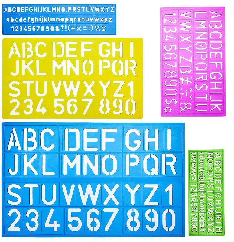 DEQUERA Alphabet Templates, Alphabet Stencils, Pack of 5, Letter Stencils, Template Lett ers, Stencils Letters and Numbers, Art Stencils, Drawing Tools, Drafting Supplie s, Tracing Letters and Numbers Stencil  (Pack of 1, Larger Letter Stencil)