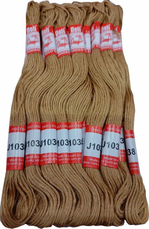 Abn Traders Doli Thread Skeins/ Long Stitched Embroidery Stranded Cotton J1038, Brown Thread  (90 m Pack of25)
