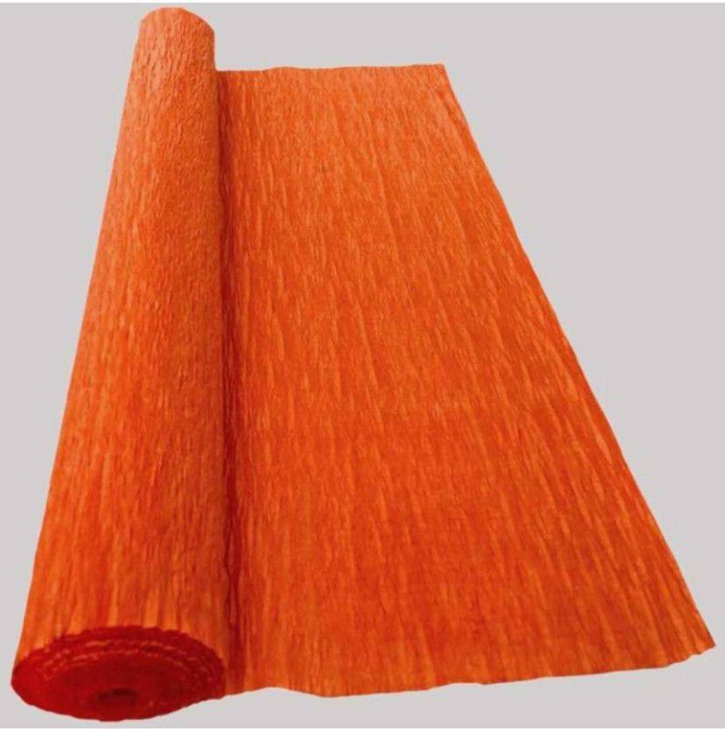 Sejas Collections | Set of 1 Roll, Orange | Best Quality Crepe / Wrinkled Paper Rolls, unruled 8ft Length/20in Width, 75 gsm Craft paper  (Set of 1, Orange)