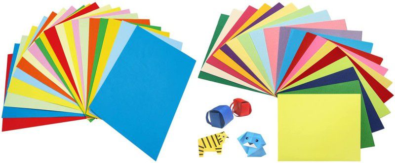 SHARMA BUSINESS 15x15 cm Origami Paper Both Side Color For Scrapbooking ,Art and Craft Plain 15x15cm 70 gsm Craft paper  (Set of 100, Multicolor)