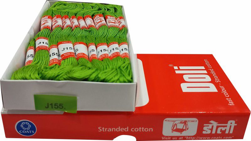 Abn Traders Doli Thread Skeins/ Long Stitched Embroidery Stranded Cotton J155, Green Thread  (90 m Pack of25)