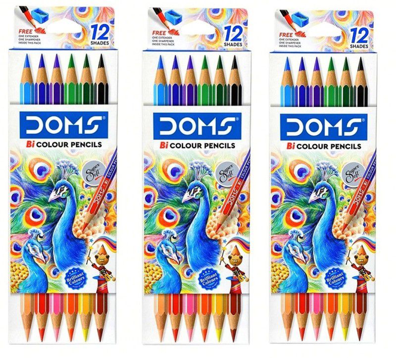 DOMS 12 shades bi colour pencil Color Pencils  (Set of 3, multicolour)