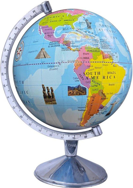 Malhad Globe 8 Inch Desk & Table Top Political, Physical, Satellite image & Eductional World Globe  (Medium Multicolor)