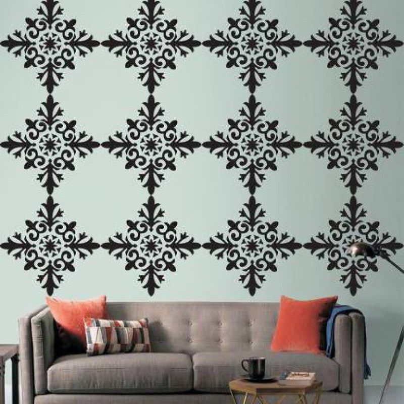 Dreamish Wall Stencil Pattern for Wall Decor, Plastic Reusable Wall Stencil for your Home, Bedroom, Living room Stylish and Classic Appearance for your House 400566 All Types of Wall::floors::furniture::crafts Stencil  (Pack of 1, Floral Pattern)