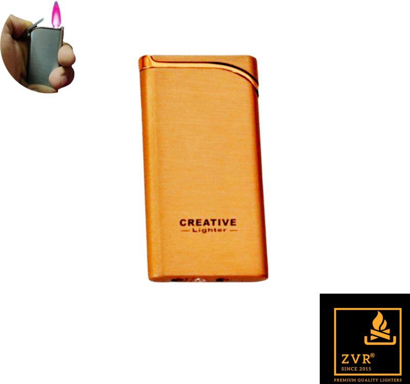 ZVR Creative Premium Cigarette Lighter |Butane Gas Refillale Jet Flame Lighter | Mettalic Finish Windproof Heavy Quality Cigarette Lighter Pocket Lighter  (Gold)